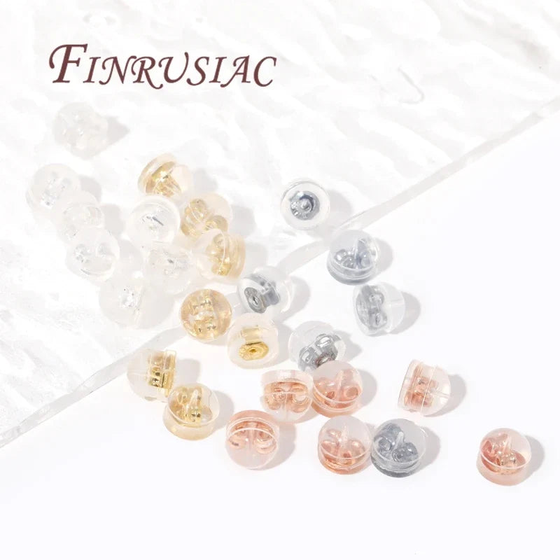 18K Gold Plated Silicone Earring Backs for Studs | 10/30/50 Pcs