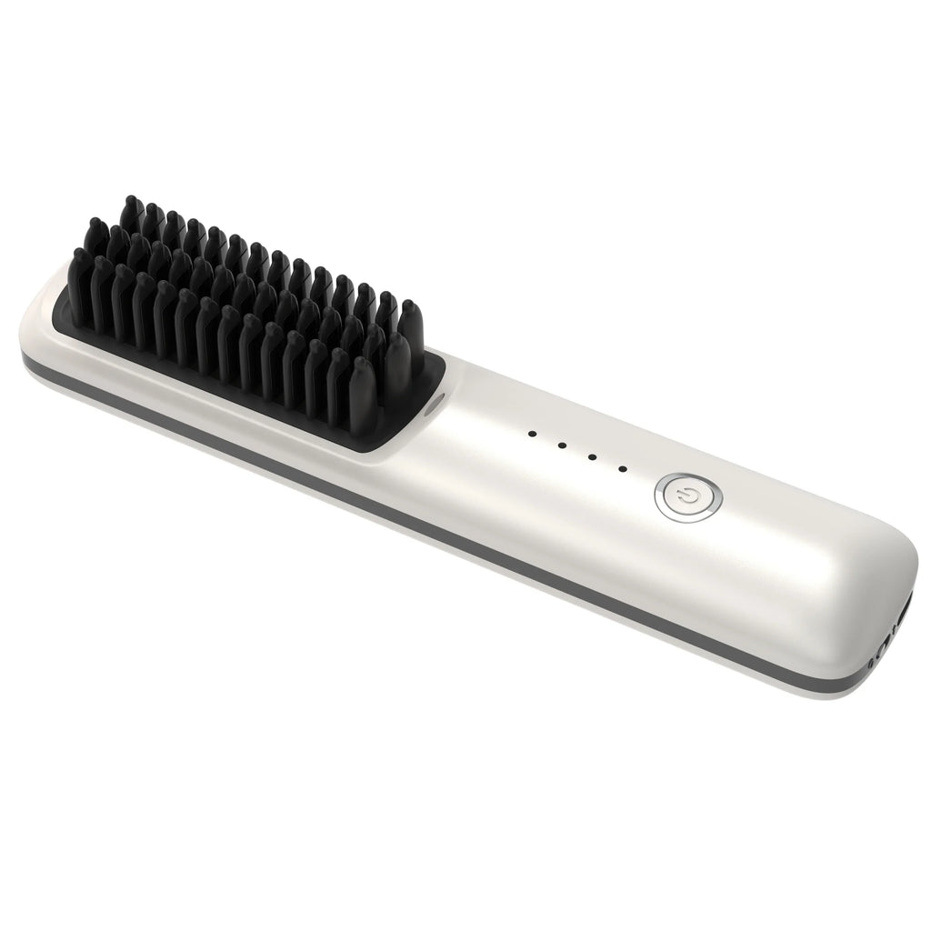 Wireless Ceramic Ionic Hair Straightener Brush – 2-in-1 USB