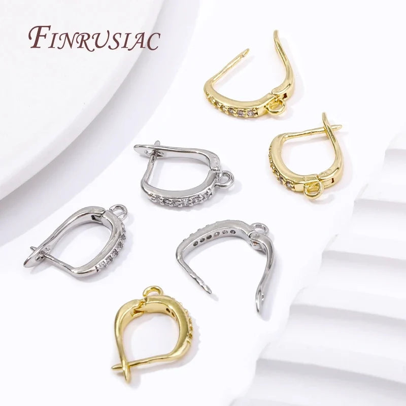 18K Gold Plated Zircon Earring Hooks – DIY Drop Earring Findings