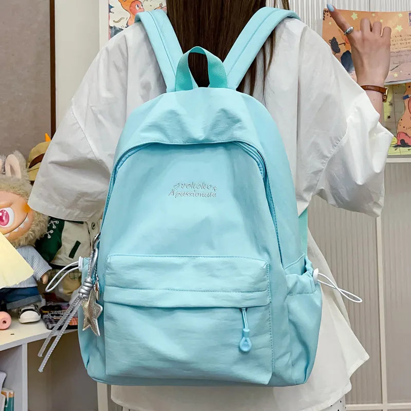 Nixie Women's Lightweight Solid Color Nylon School Backpack