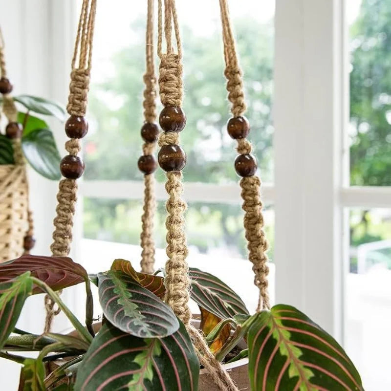 3-Pack Macrame Hanging Plant Baskets | Bohemian Cotton Rope