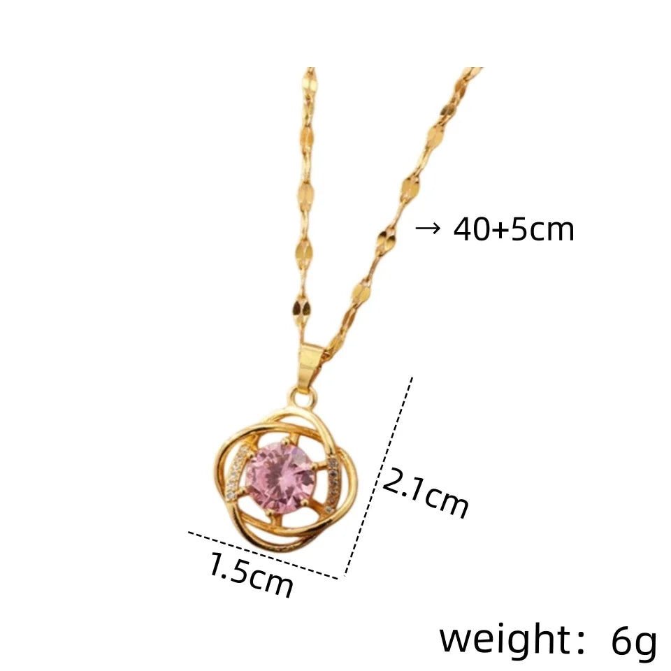 Women's Gold Flower Pendant Necklace | Stainless Steel Chain