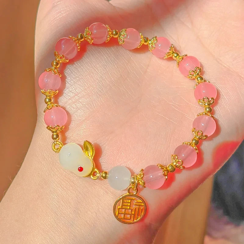 Vintage Imitation Hetian Jade Beaded Bracelet | Women's Gift