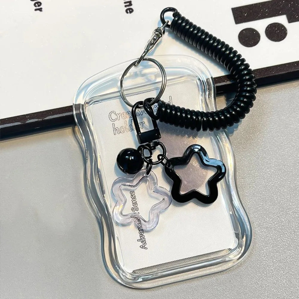 Silicone Kpop Photocard Holder Star Keychain Sliding Cover