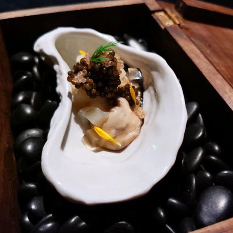 Oyster-Shaped Ceramic Dessert Plate | Snack & Fruit Tray