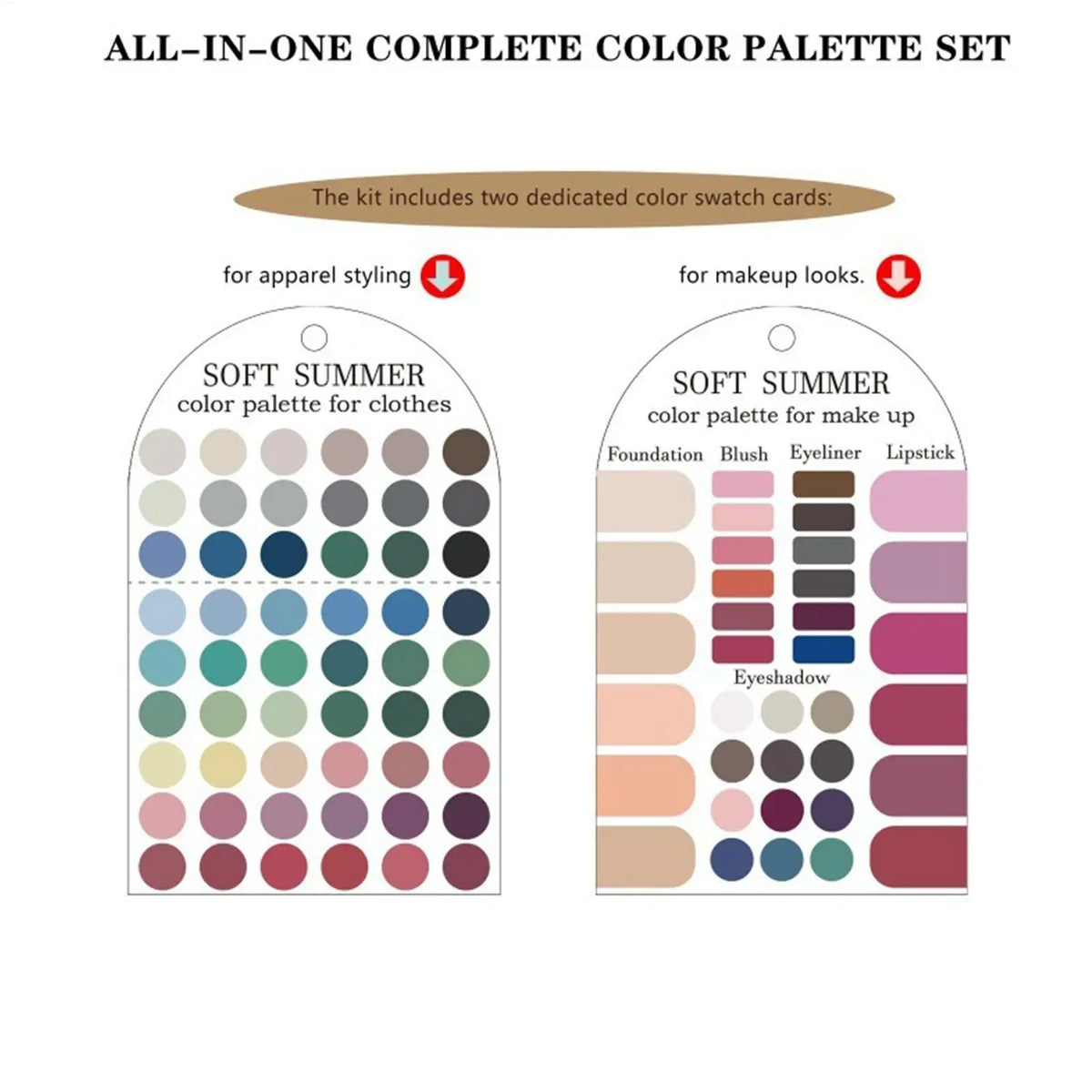 Soft Summer Seasonal Color Palette Cards – Makeup & Fashion Guide