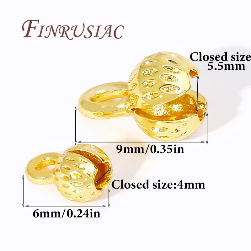 18K Gold Plated Brass Cord Ends 4/5.5mm Clam Shell Crimp Bead Tips