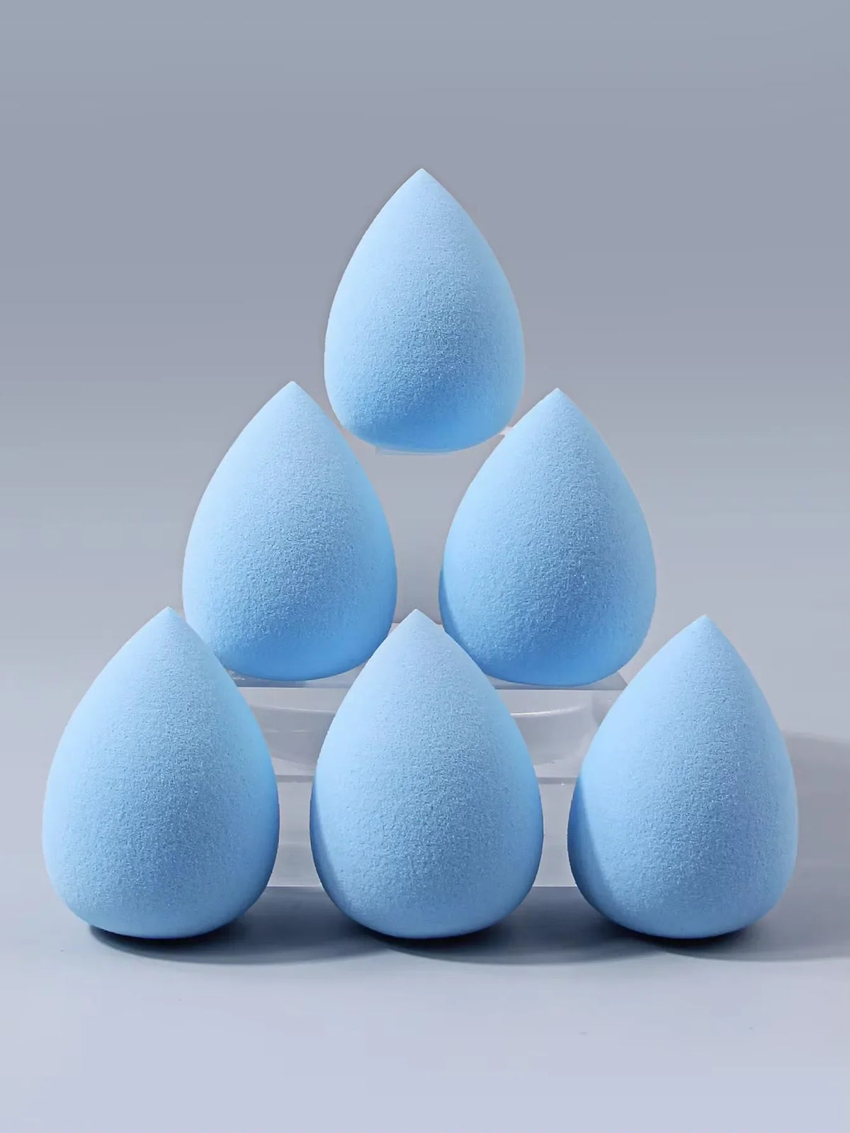 Blue Teardrop Makeup Puff Set – 6 Pc Non-Latex Sponges