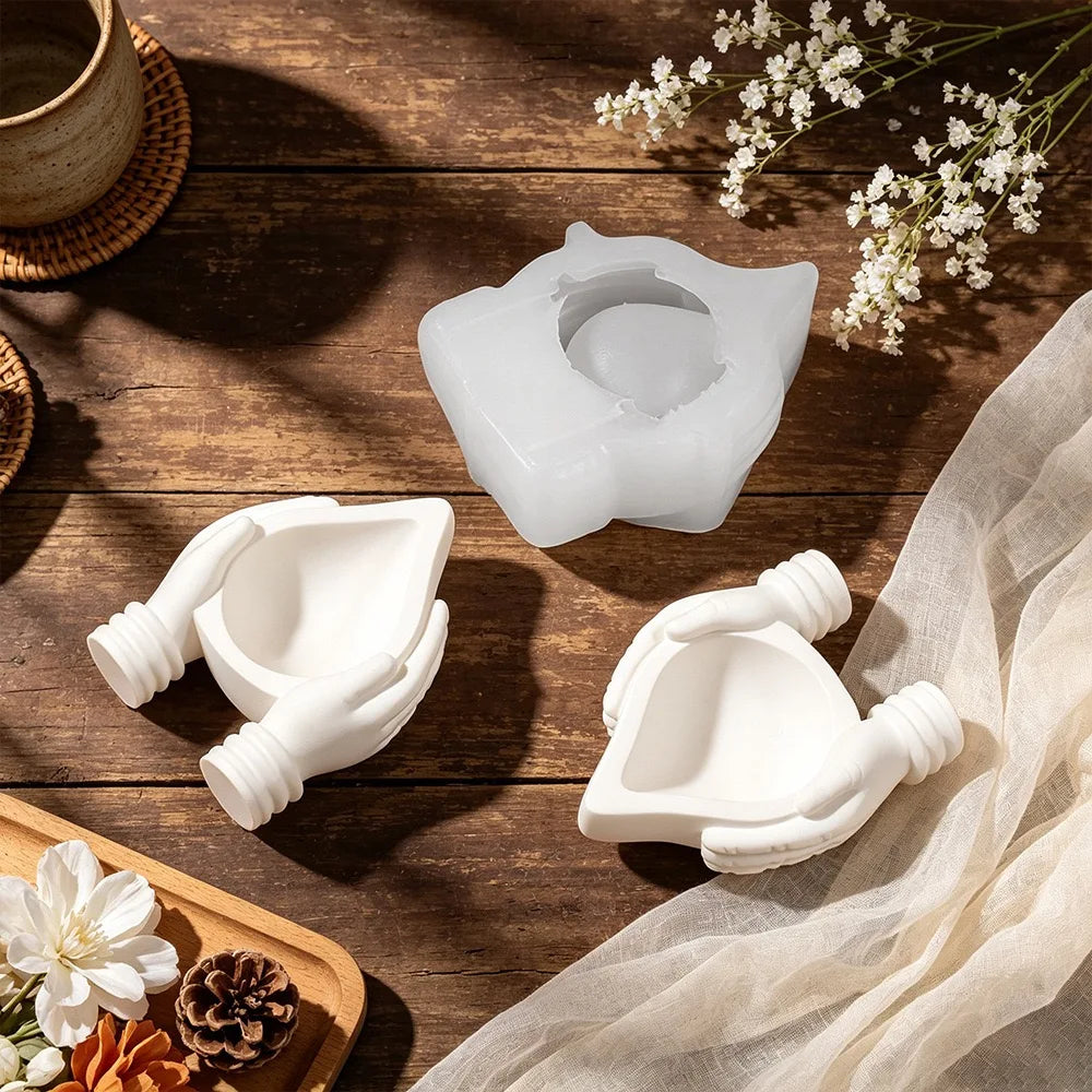 Silicone Hand Shape Mold – Candle Holder Resin Plaster Cement