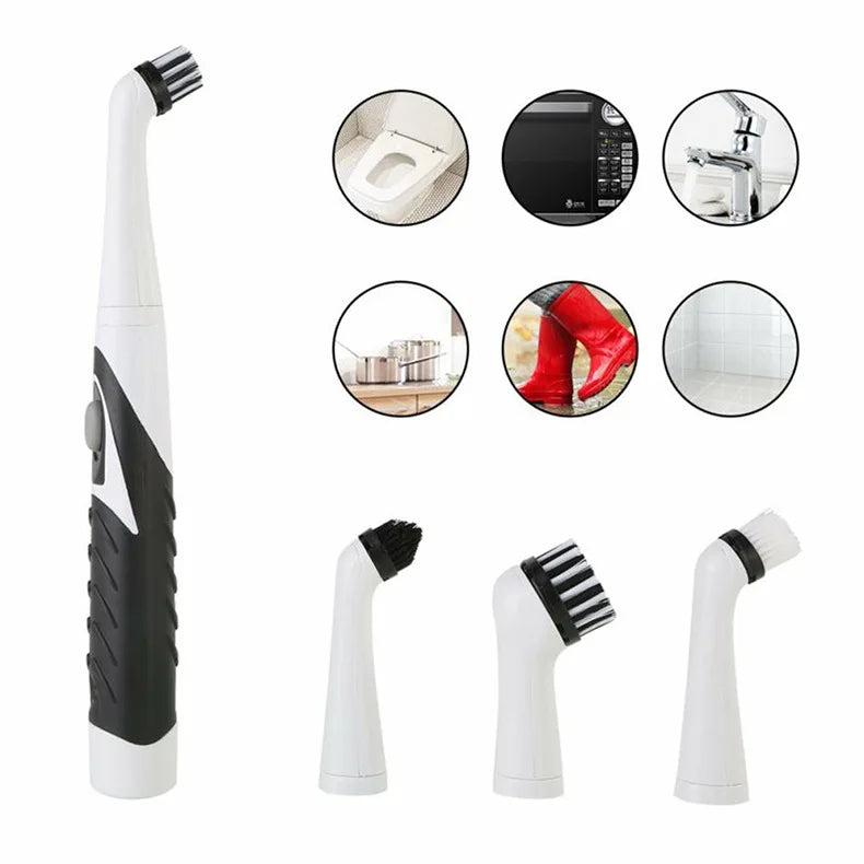 Electric Rotating Cleaning Brush Kit – 4 Heads, Kitchen & Bath
