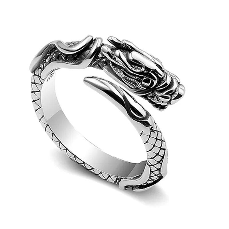Vintage Punk Dragon Snake Tiger Adjustable Ring | Unisex