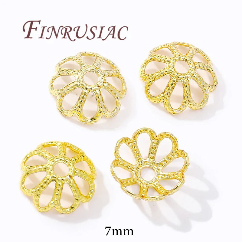 18K/14K Gold Plated Filigree Flower Bead Caps – Jewelry Making