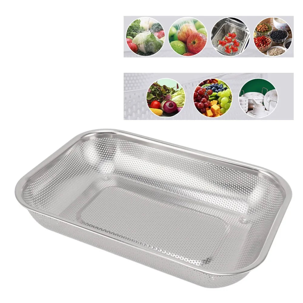 Stainless Steel Rectangular Strainer Basket | Fine Mesh Colander