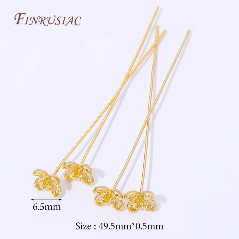 18K Gold Plated Flower Head Pins – DIY Jewelry Making Findings