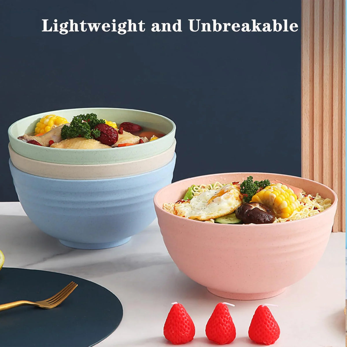 4-Piece Plastic Grain Bowl Set 24oz – Microwave & Dishwasher Safe