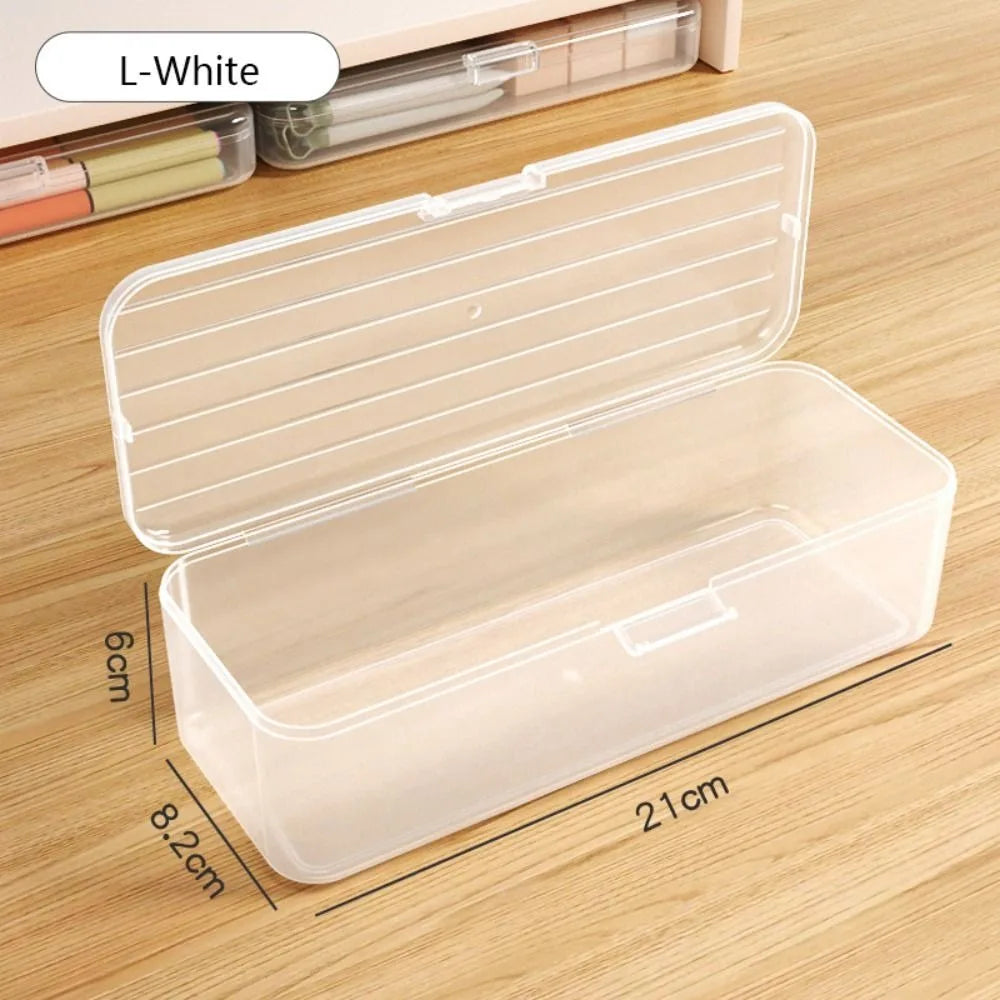 Transparent Plastic Pencil Case Stackable Stationery Storage Box