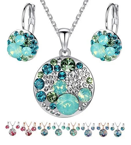 Women's Pendant Necklace & Earring Set – Silver or Rose Gold