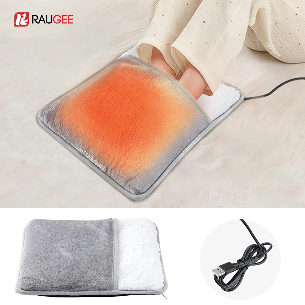 Raugee USB Electric Foot Warmer – Soft Plush Heating Pad