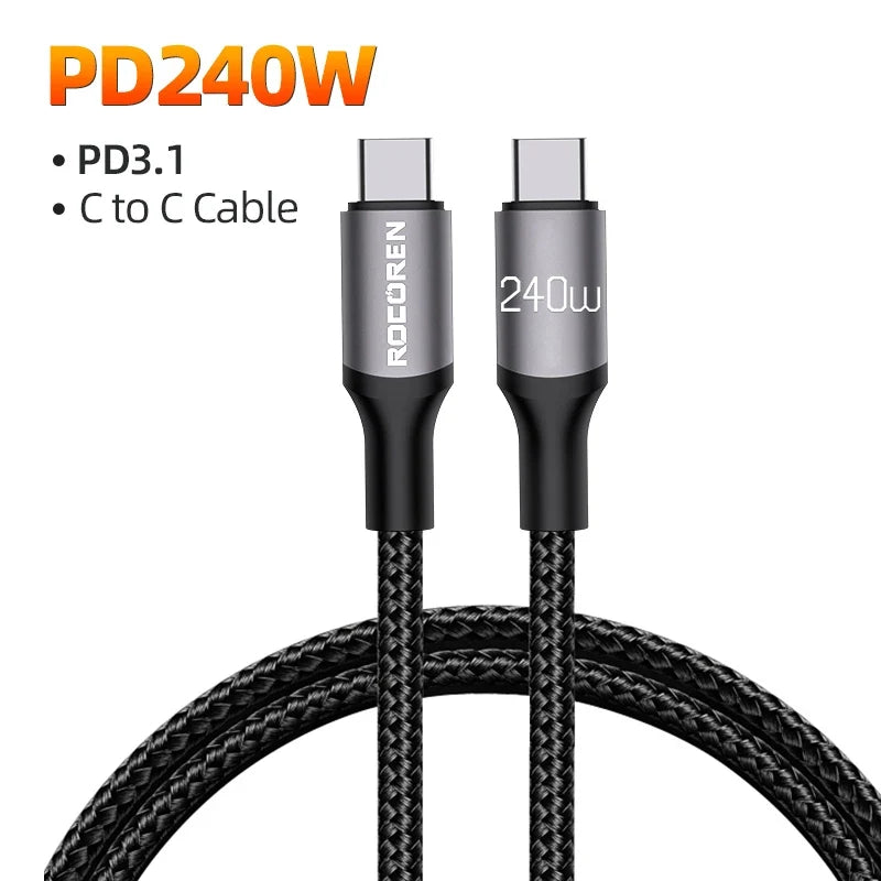 Rocoren 240W USB-C Cable PD 3.1 Fast Charging 5A 2M/3M