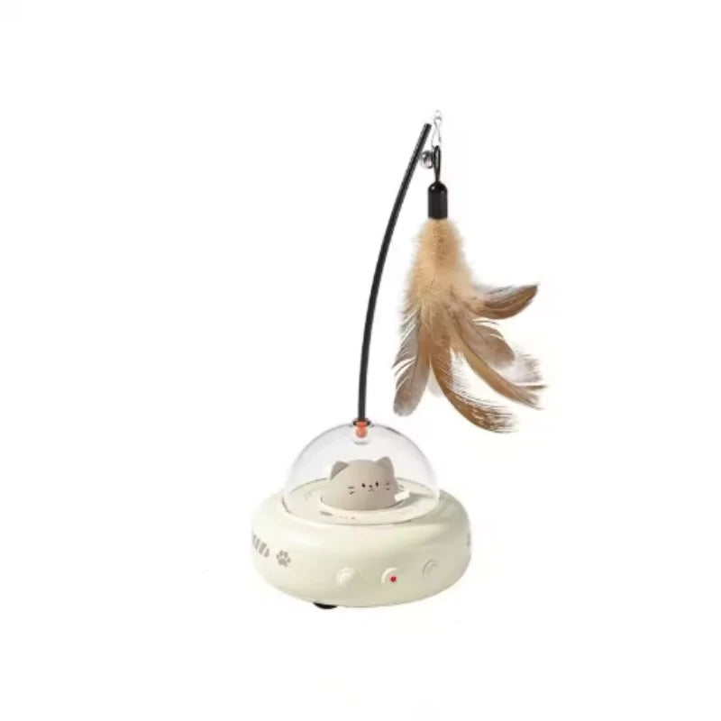 USB Rechargeable Rotating Feather Cat Toy | Interactive Auto