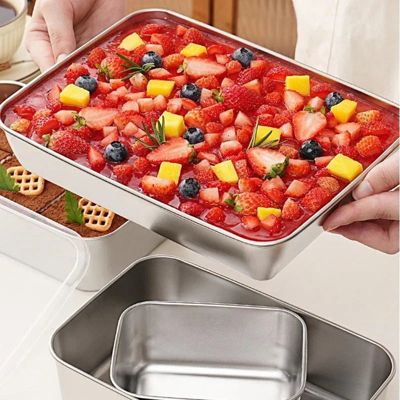 Stainless Steel Rectangular Tiramisu Mold & Cake Pan with Lid
