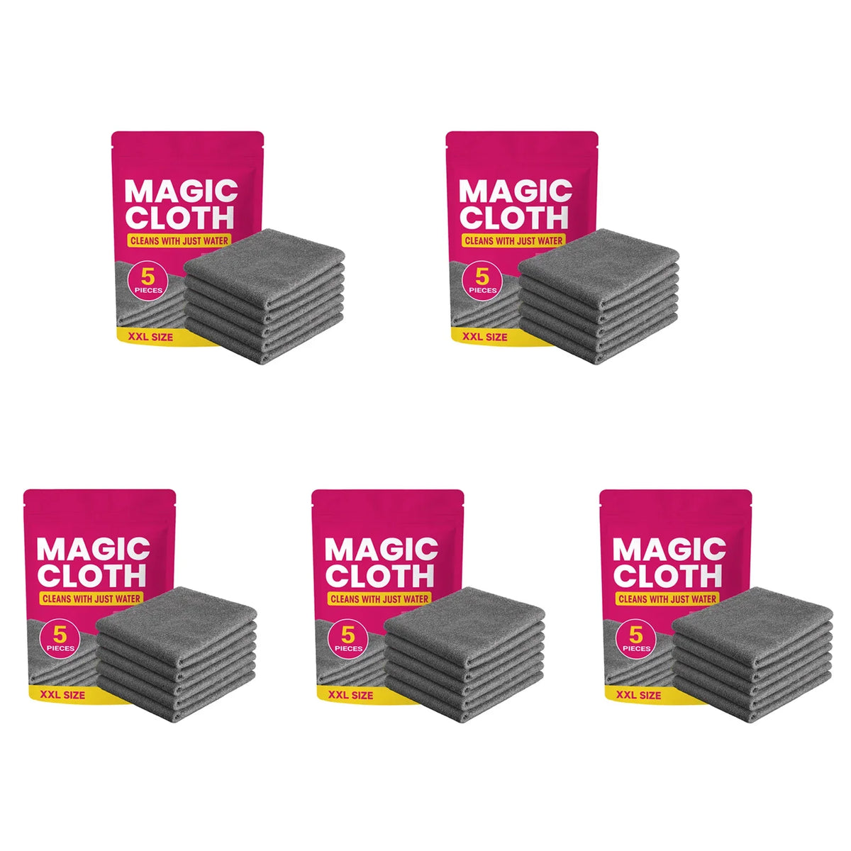 Microfiber Cleaning Cloths 5-Pack | Streak & Lint Free