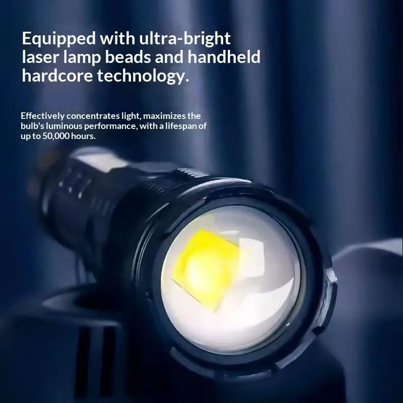 Waterproof LED Flashlight 7 Modes COB Side Light USB Rechargeable