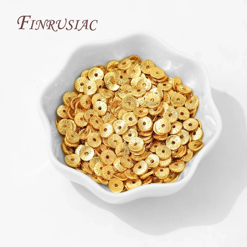 6mm 18K Gold Plated Brass Round Spacer Beads | DIY Jewelry