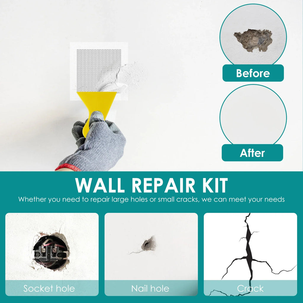 21-Pc Drywall Repair Kit – 2/4/6/8 Inch Fiberglass Mesh Patches