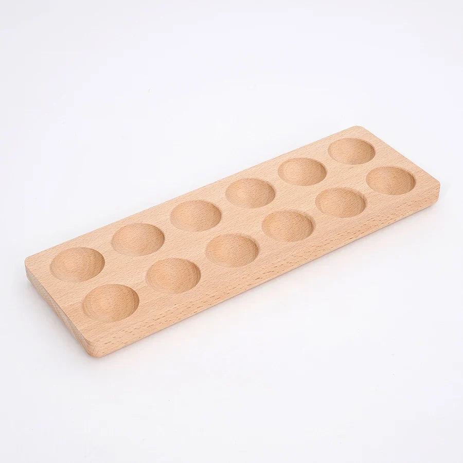Wooden 12-Hole Egg Holder – Bamboo Kitchen Storage Tray