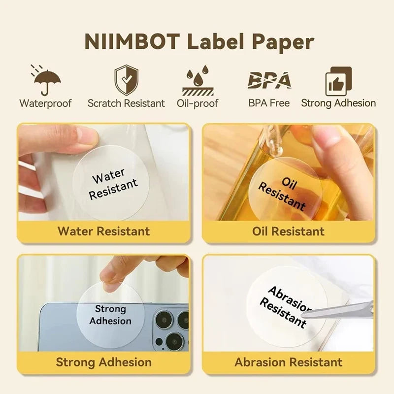 Niimbot Thermal Label Stickers – Waterproof & Oilproof Refills