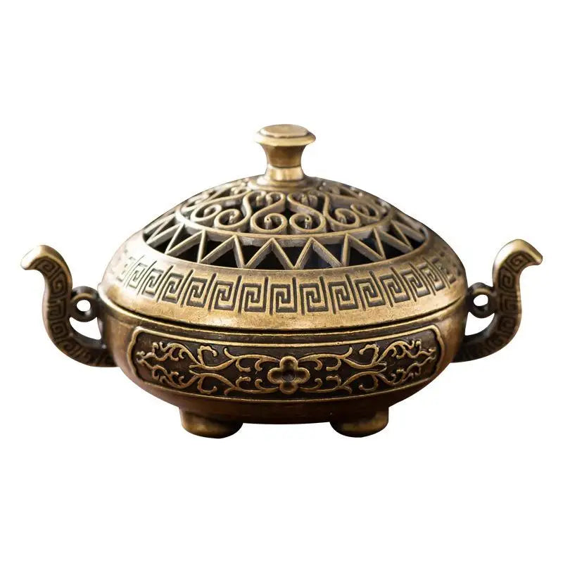 Retro Bronze Charcoal Stove Incense Burner Luxury Stand