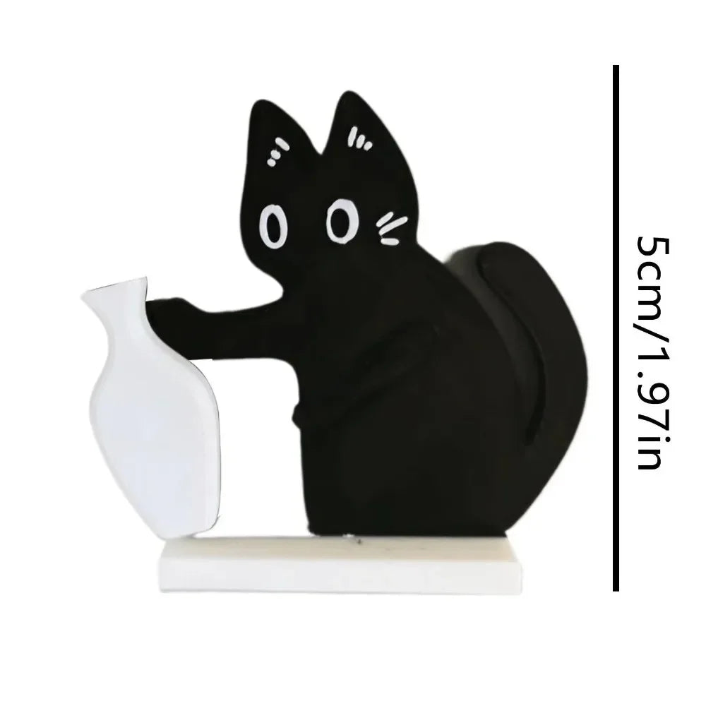 Acrylic Magnetic Black Cat Vase Ornament | Fridge & Desk Décor