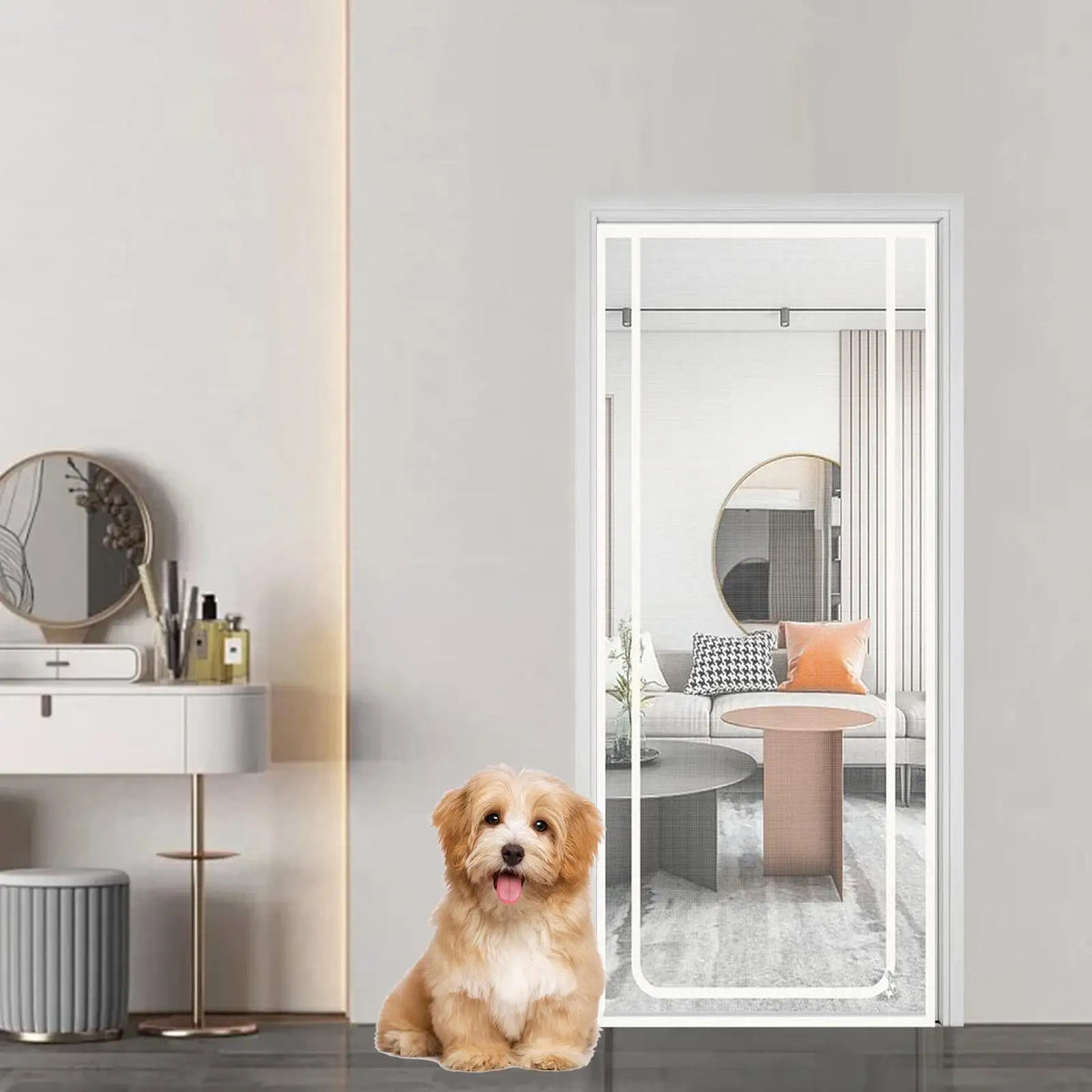 Zipper Pet Screen Door – Cat & Dog Proof Mesh 35x87" | Nixie