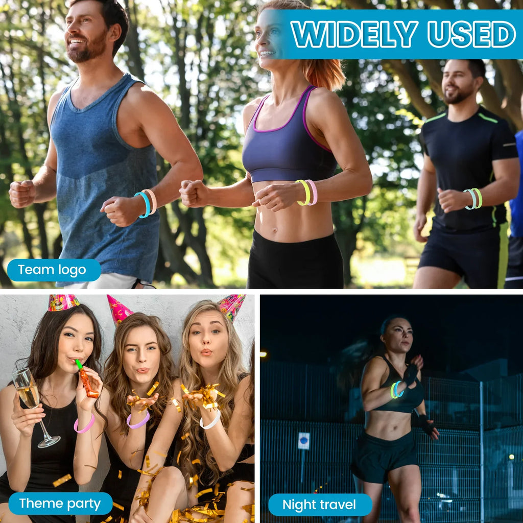 9-Pack Glow in the Dark Silicone Sport Bracelets Unisex
