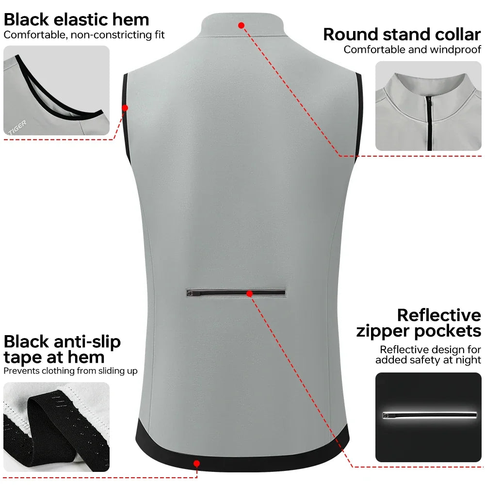 X-TIGER Windproof Cycling Vest – Fleece-Lined Winter Gilet