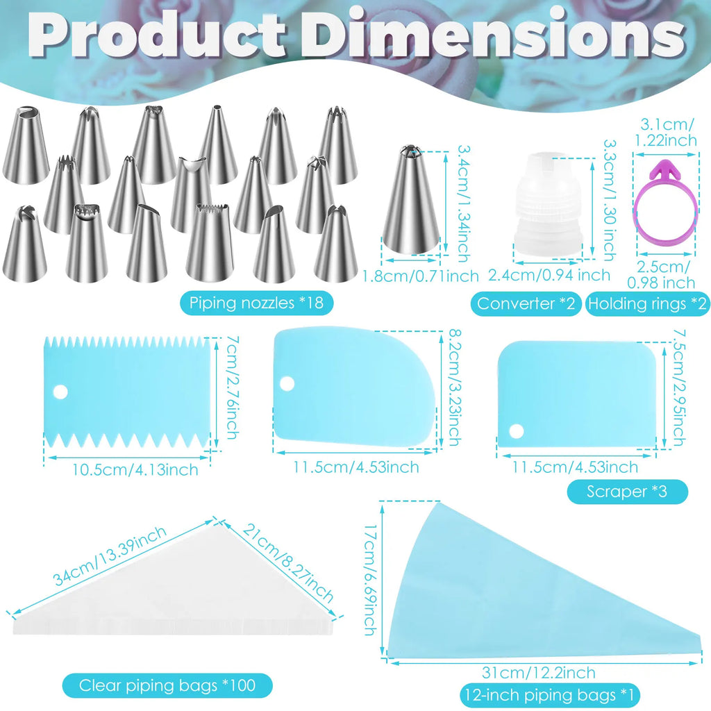 21-Piece Piping Bags & Tips Set – Cake Decorating Kit