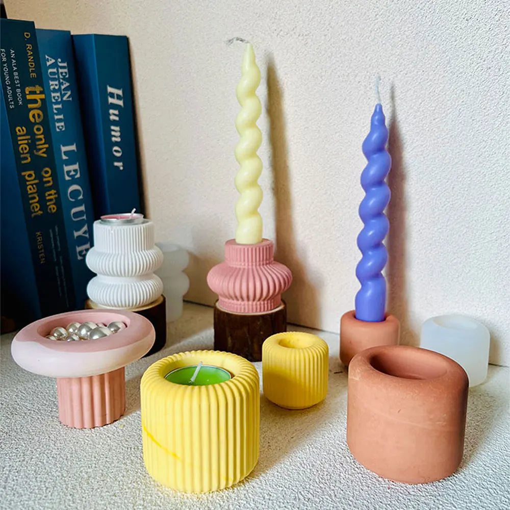 Striped Candle Holder Silicone Mold – DIY Concrete & Plaster