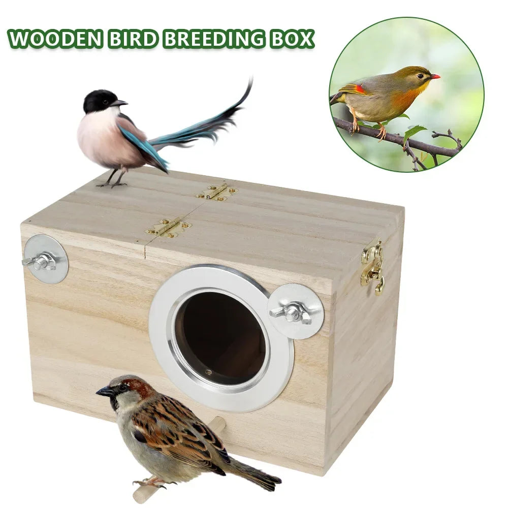 Wooden Parakeet Nesting Box – Budgie & Lovebird Breeding House