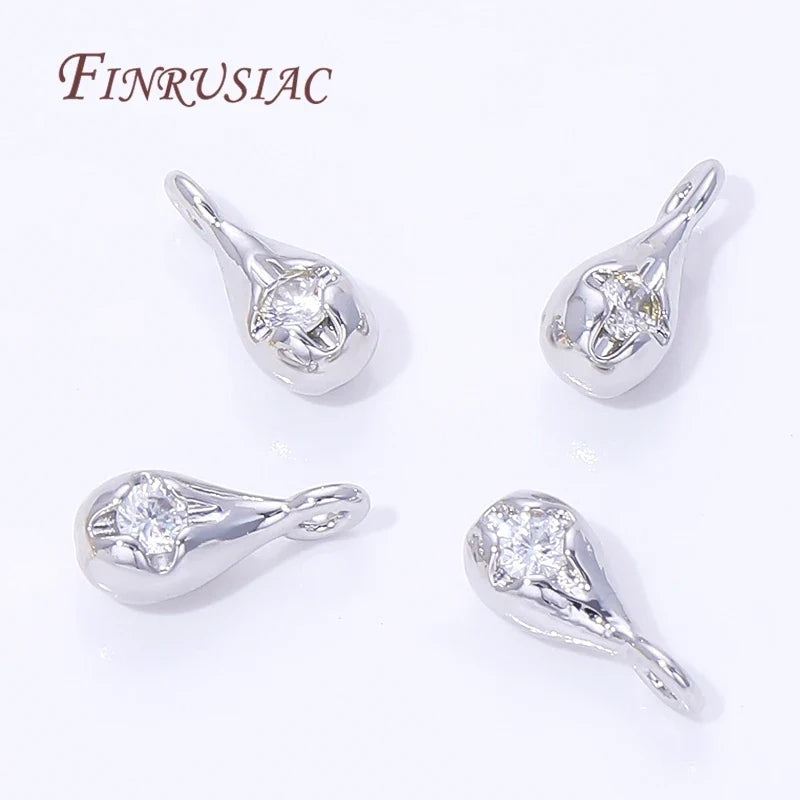 18K Gold Plated Zircon Drop Pendants – Brass DIY Jewelry Charms