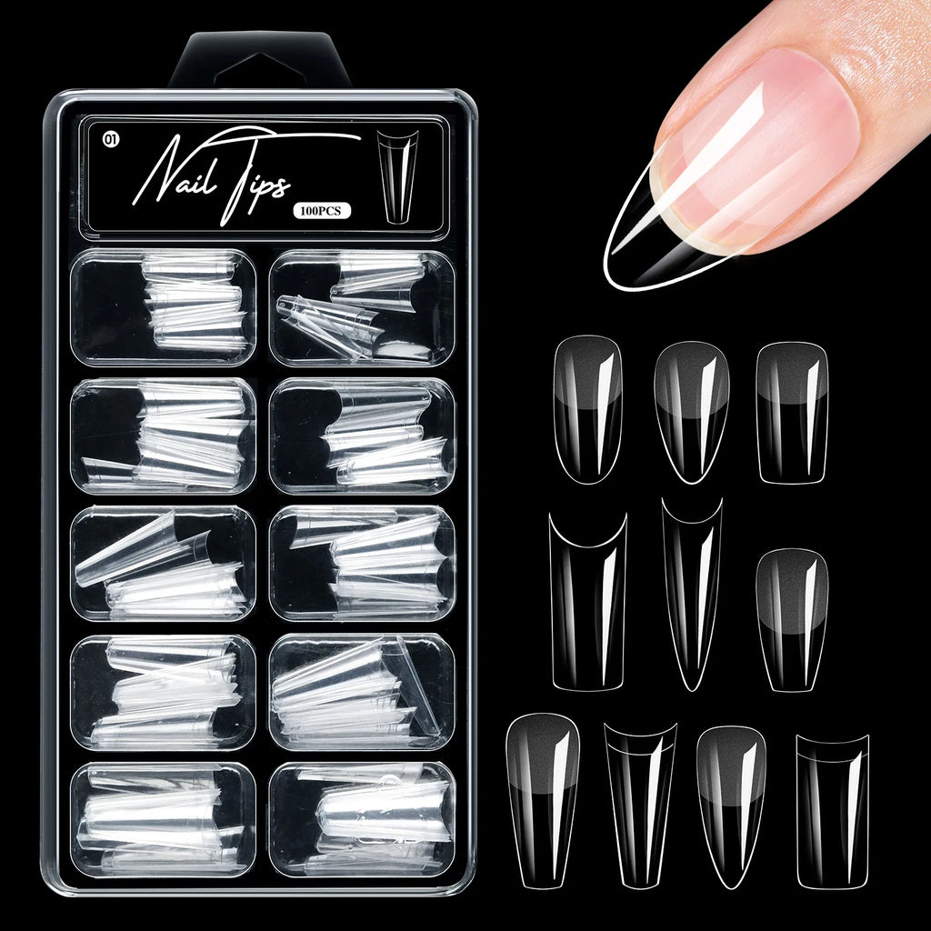 100Pcs Matte Press On Nails Half & Full Cover Acrylic Tips
