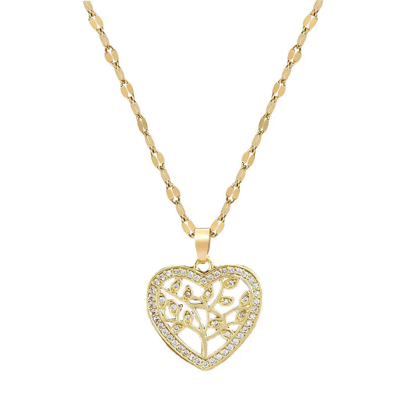 Women's Gold Heart Pendant Necklace – Stainless Steel Choker