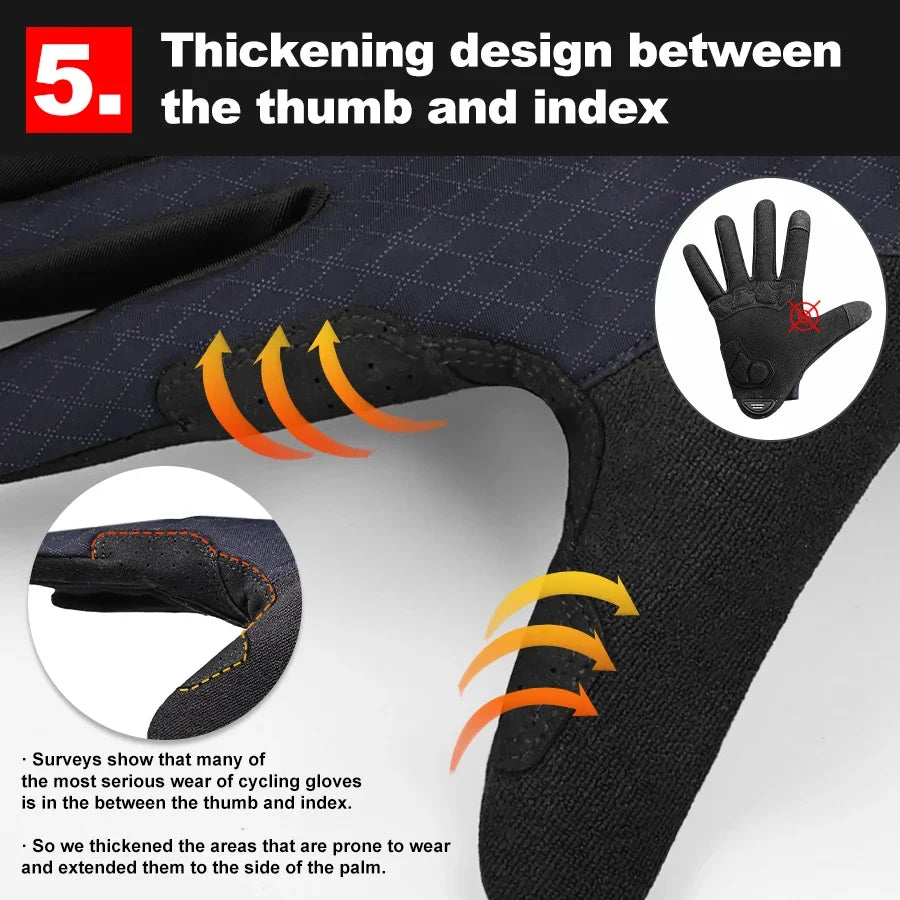 X-TIGER Full Finger Cycling Gloves – Shockproof MTB Road Bike