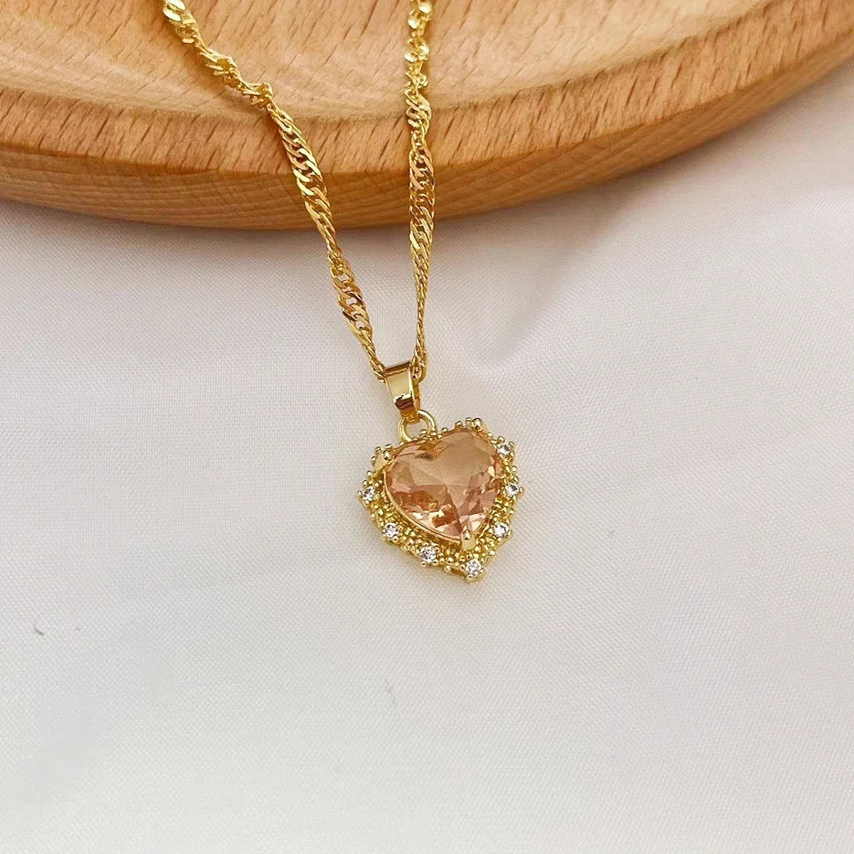 Women's Gold Love Heart Collarbone Chain Necklace