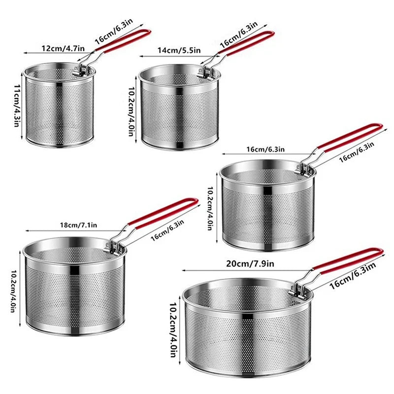 Stainless Steel Fry Basket Colander Strainer – 5 Sizes