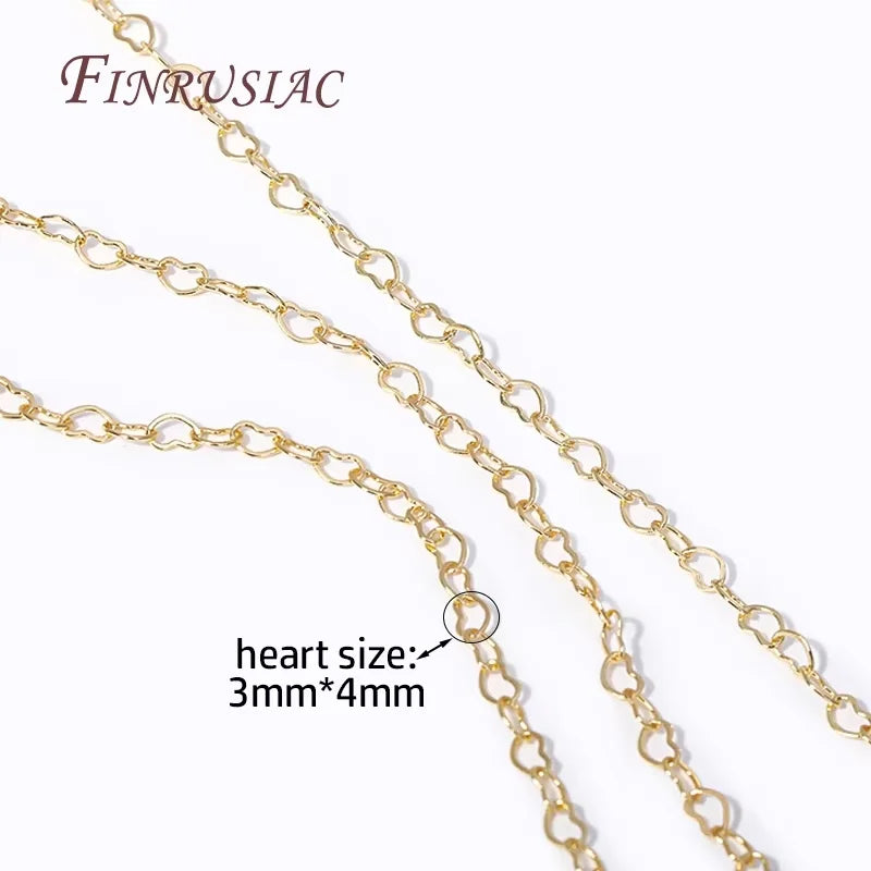 18K Gold Plated Heart Link Chain – DIY Bracelet & Necklace