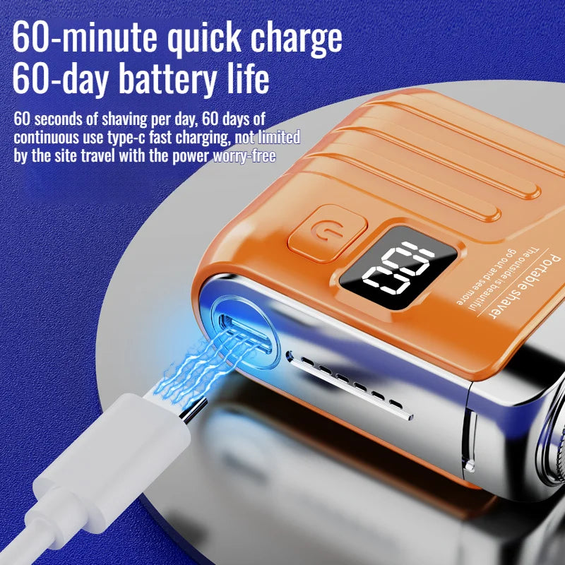 R-19 Mini Electric Shaver – LED Display, IPX7, Type-C Charge