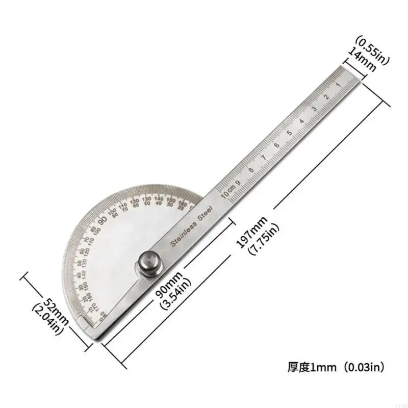 Stainless Steel Protractor Ruler 0–180° | Engineering & Students