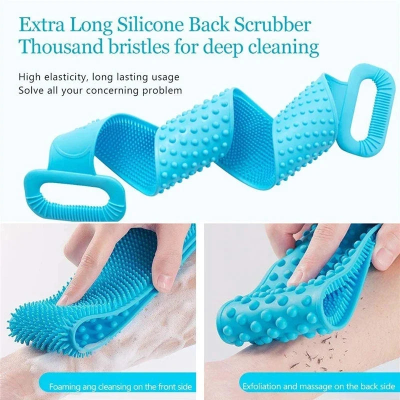 Silicone Body Scrub Brush & Exfoliating Back Bath Belt