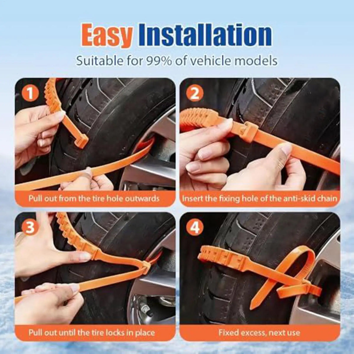Winter Snow Tire Chains 10-Pack | Anti-Skid Car SUV Truck
